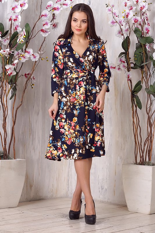 Фото товара 8078, платье с набивным рисунком