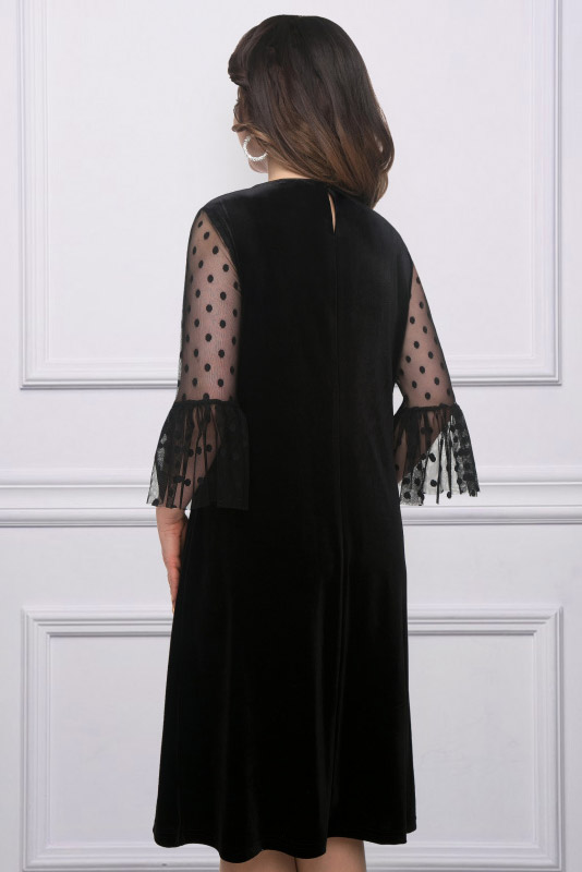 Фото товара 15998, черное бархатное платье